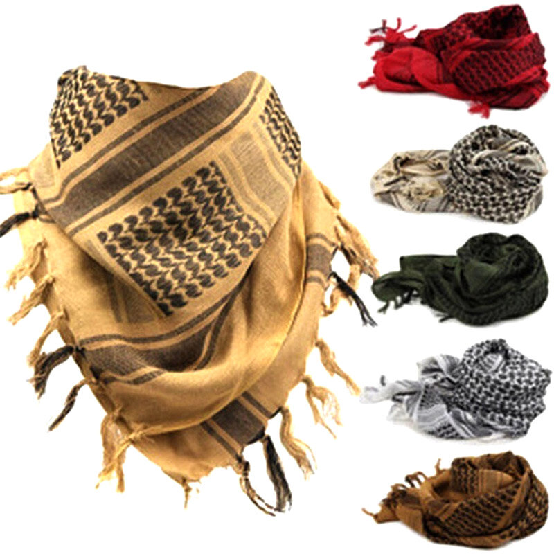 Tactical Arab Keffiyeh Shemagh Scarf Cotton Winter Shawl Neck Warmer Cover Head Wrap Windproof Hiking Camping Scarf Men Women