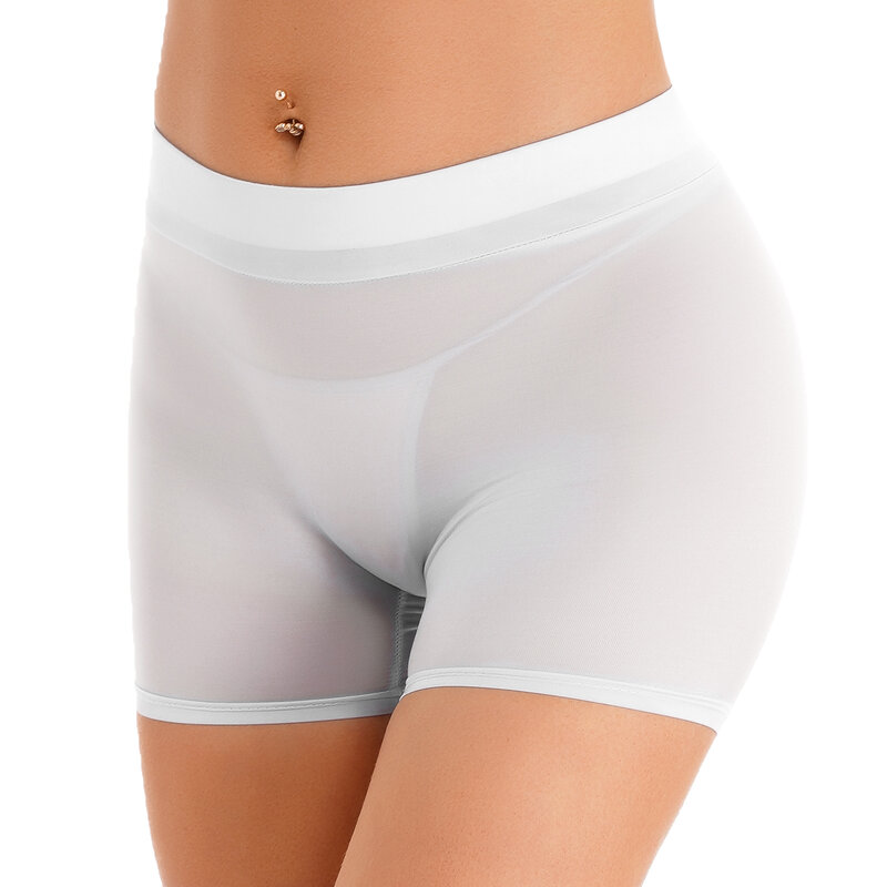 Short Semi-transparent pour femmes, en maille brillante, pour entraînement, Fitness, culotte, soirée Rave, Booty, Clubwear