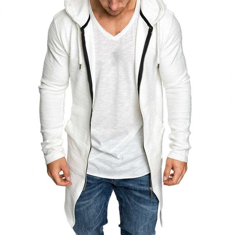 Długa kurtka kardigan z kapturem bluza tunika męska bluza męska długa bluza z kapturem bluza z kapturem taklowate sweter na zewnątrz