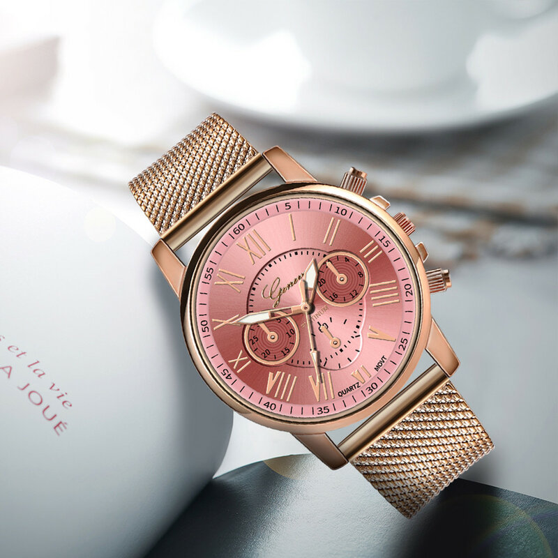 Vrouwen – montres à Quartz de Luxe, de Sport, Militaire, Rvs, bracelet en cuir, cadran