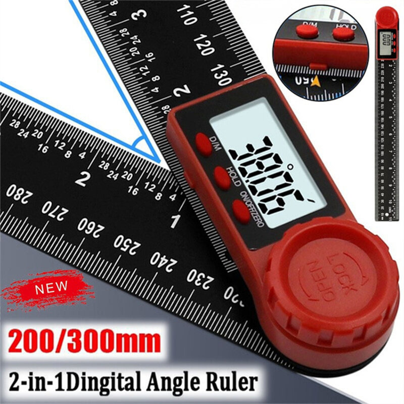 Medidor de ângulo digital, 2-em-1, inclinômetro, Régua de ângulo digital, Goniômetro eletrônico, Transferidor, Ferramenta de medição