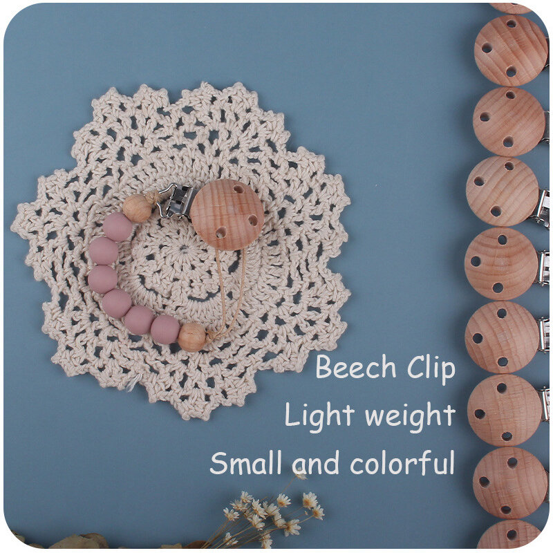 Beech Silicone Chew Beads Pacifier Clips Dummy Chain Newborn Soother Clips Nipple Holder For Babies Teething Toy Baby Teether