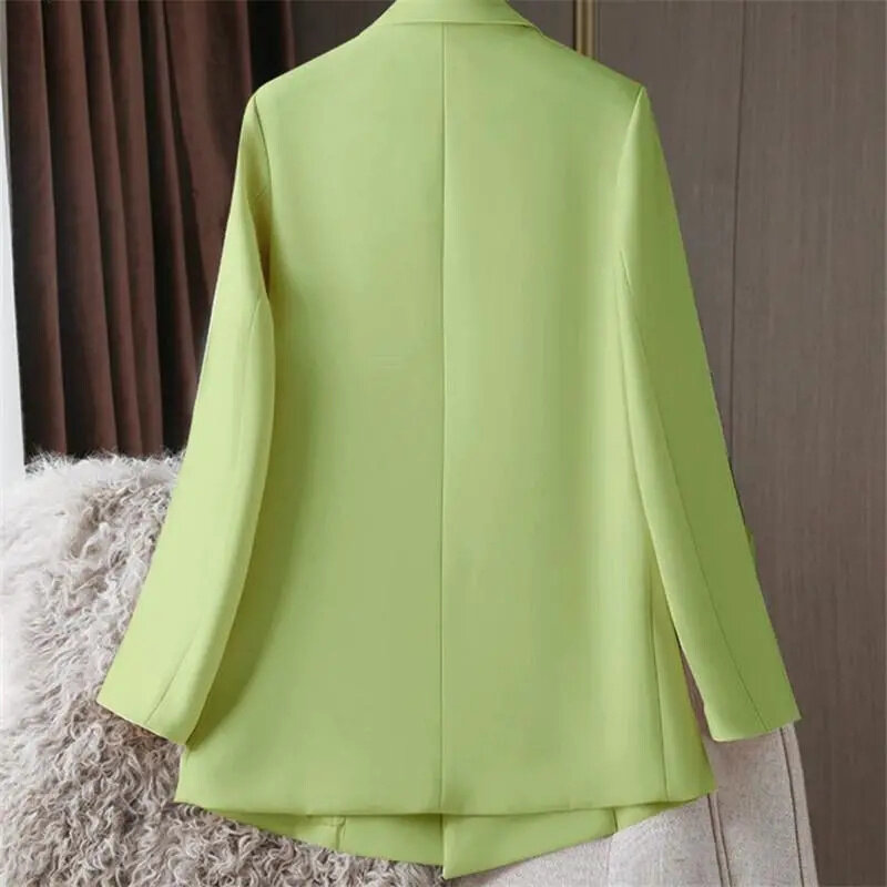 2023 New Women Blazer Korean Solid Fashion Long Sleeve Double-Breasted Streetwear Casual Office Ladies Blazer Coat Female Tops