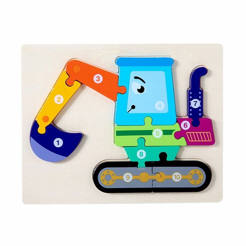 Ship Dinosaur 3D Vehicle Number Shape Matching Jigsaw Early Education Toy Kids Wooden Puzzle Toy Intelligence Game Puzzle