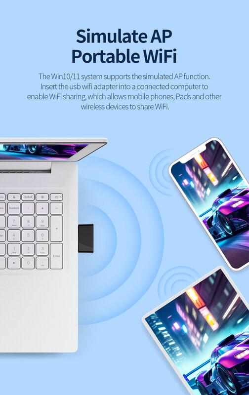 Мини Usb Wi-Fi адаптер AX286 адаптер Wifi 6 ключ 2,4 ГГц 11AX прием сигнала для ПК ноутбука Win10/11 драйвер бесплатно симуляция AP