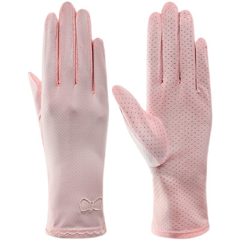 Women's Sunscreen Gloves Thin Ice Silk Anti-UV Summer Breathable Outdoors Sports Cycling Driving Full Finger Solid Color Mittens