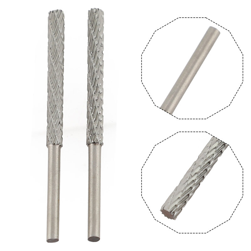2PCS High Speed Steel Rotary File Plastic Wood Carving Rotary File Rotary Burr Deburring Tool Milling Cutter Drill Bit Engraving