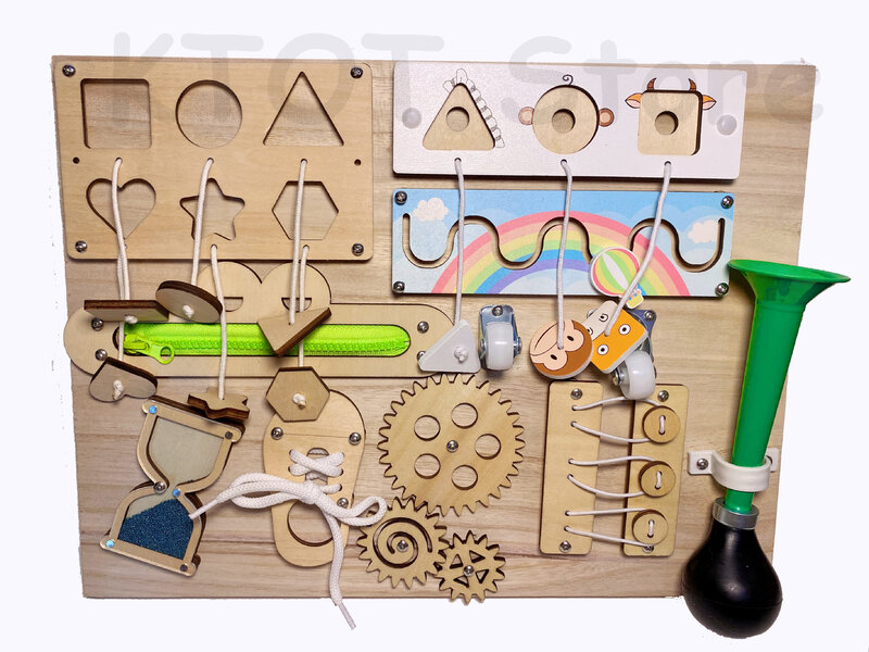 Papan sibuk Diy bahan aksesoris Montessori alat bantu mengajar bayi edukasi dini keterampilan belajar bagian mainan papan kayu permainan
