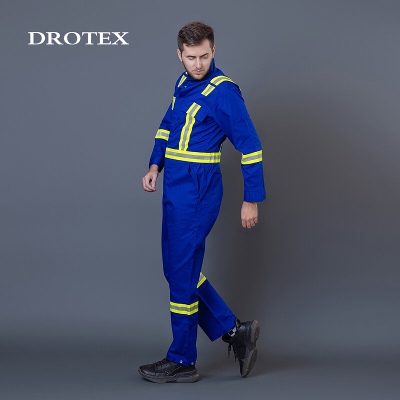 OEM Chemical Engineer Work Wear Working Clothes Coverall Reflective Flame Retardant FR Safety Clothing Coverall For Oil And Gas
