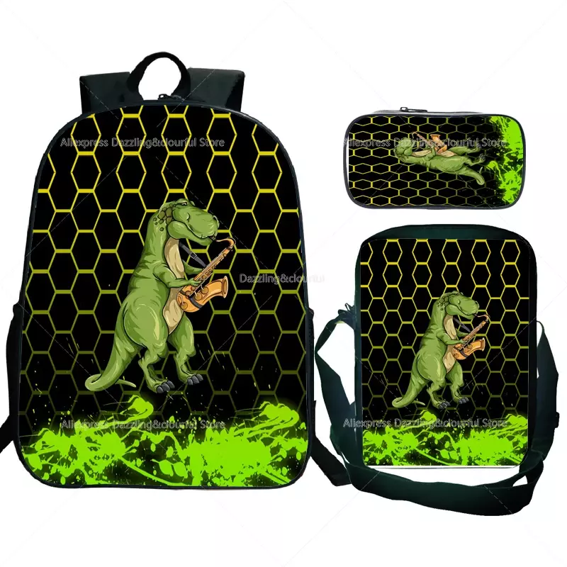 Набор из 3 предметов, рюкзак с динозавром, мультяшный рюкзак с драконом, мужской рюкзак с 3D рисунком из мультфильма, рюкзак с животными, подарки для подростков