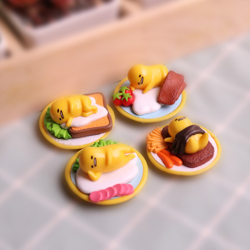 Jepang Anime Gudemas Kuning Telur Malas Mainan Boneka Kecil Patung-patung Kotak Buta Angka Anak-anak Hadiah Meja Dekorasi Mobil
