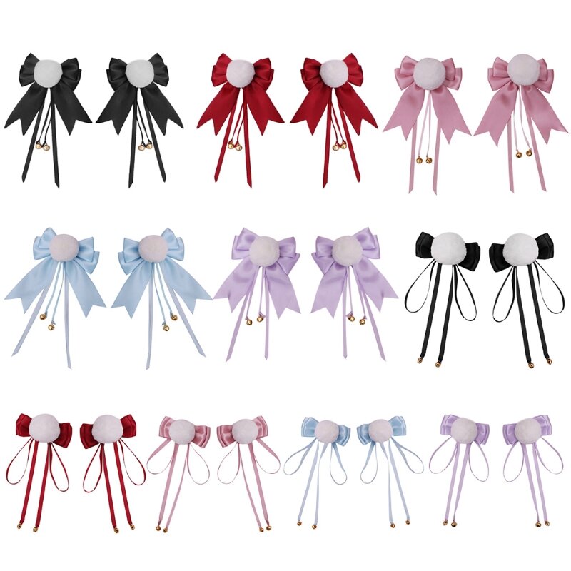 Kobiety dziewczęta śliczne pomponowe spinki do włosów kształcie kulki dzwoneczkami Bowknot słodkie piękne sztuczne futro do