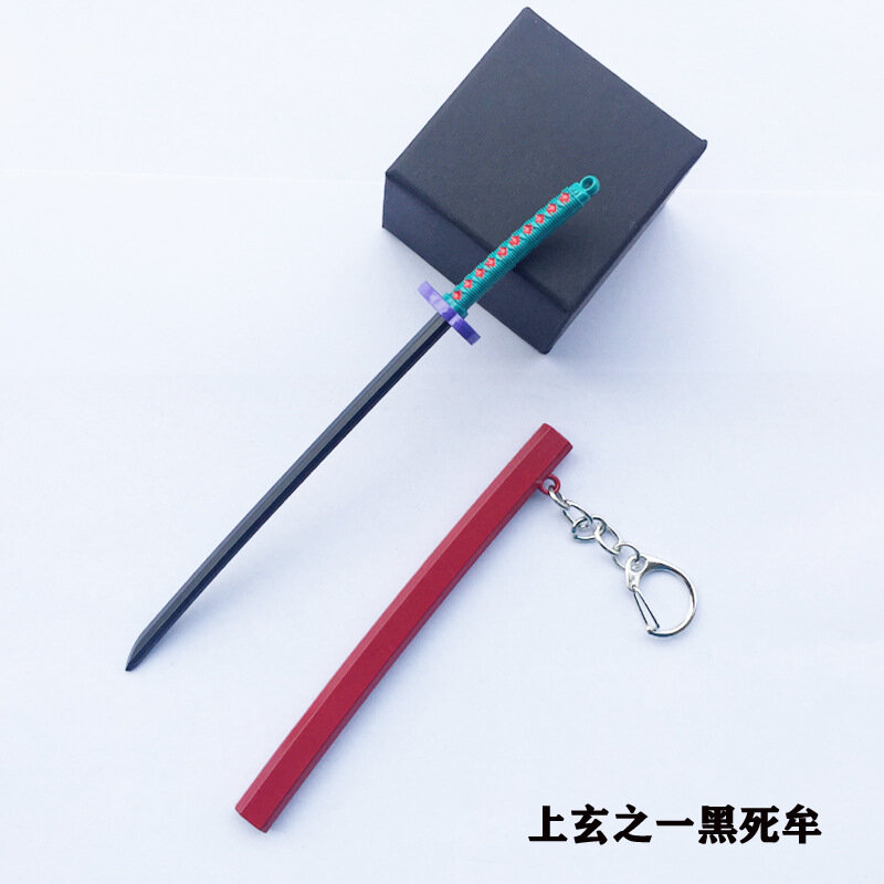 Baru pisau hantu 17cm Mini Katana gantungan kunci mainan gantungan kunci mata jahat Anime hadiah lucu untuk anak-anak