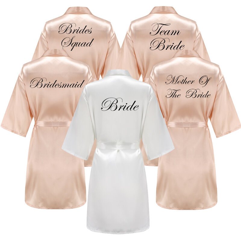 Халат Свадебный женский атласный, халаты цвета шампанского для матери невесты, подружки невесты, для вечеринки невесты, подарок для матери невесты