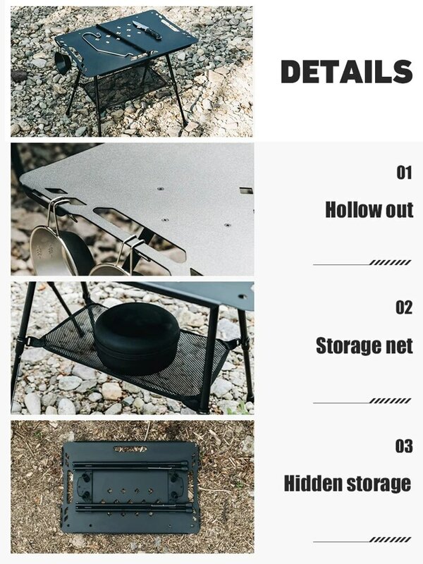 WESTTUNE-Table de camping IGT avec accessoires, légère, multifonctionnelle, pliante, en alliage d'aluminium, table d'extérieur réglable