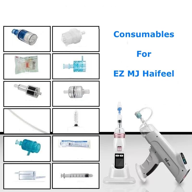 Pressão negativa cartucho filtro seringas, agulhas Dica, Injector Acessórios, Tubo para EZ MJ Vacuum, Mesoterapia Gun, 5, 9 pinos, 10pcs