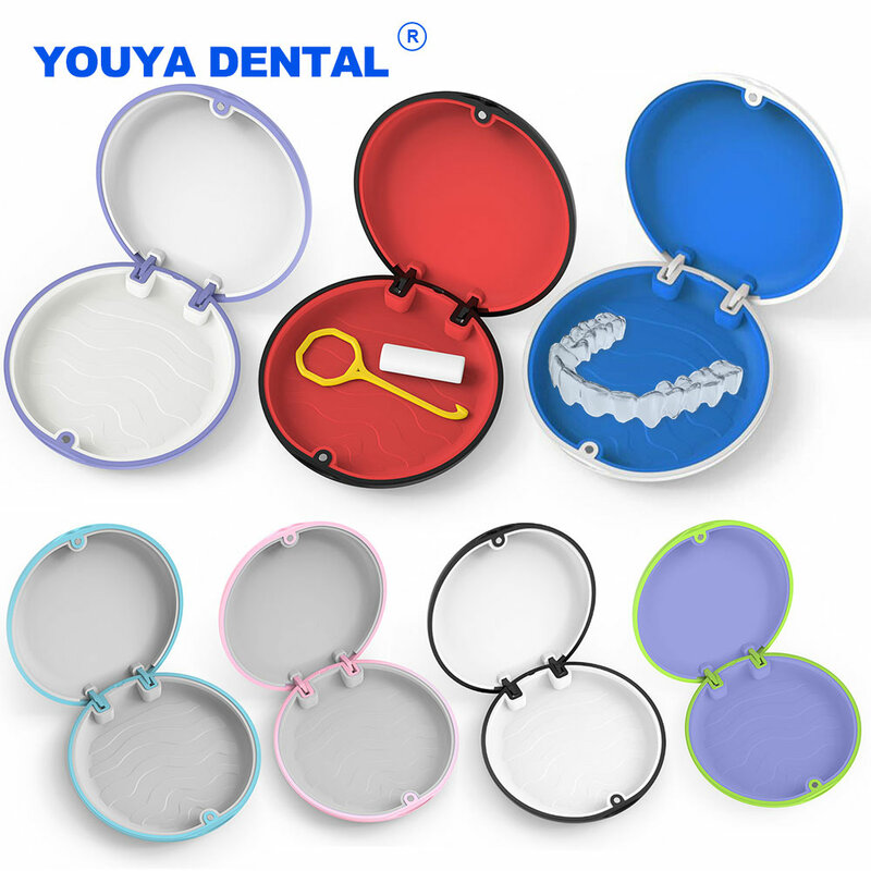 Dentiera denti finti scatola da bagno organizzatore scatola di immagazzinaggio denti finti dentali custodia ortodontica paradenti specchio per l'igiene orale