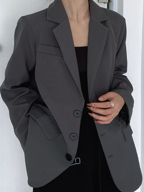 Insozkdg primavera autunno di alta qualità elegante donna tinta unita Oversize giacca cappotto Blazer sciolto per l'autunno 2023