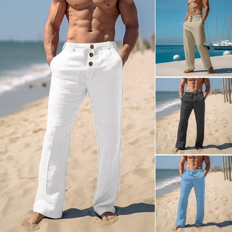 Men Trousers Comfortable Men's Casual Trousers with Reinforced Pockets for Work Travel Breathable Men Pants