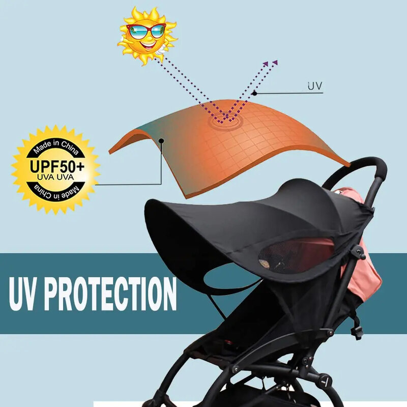Windproof Baby Stroller Acessórios, Sunshield Shade, Kids Carriage, Sunshade Cover, Carrinhos Hood, Canopy Cover, Sun V