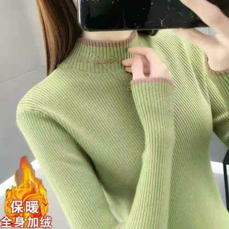 Thicker Sweaters Women Slim Simple Solid All-match 7 Colors Daily Autumn Winter Long Sleeve Knitwear Japanese Commuting Style