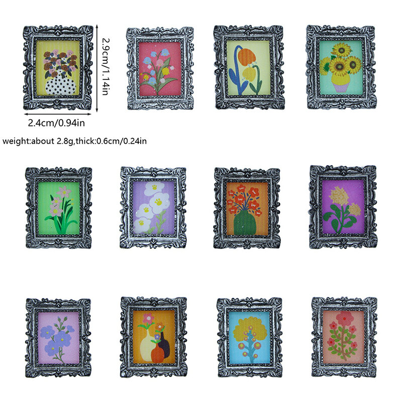 1/12 Poppenhuis Creativiteit Frame Muurschildering Miniatuur Poppen Huis Meubelen Decoratie Poppenhuis Accessoires