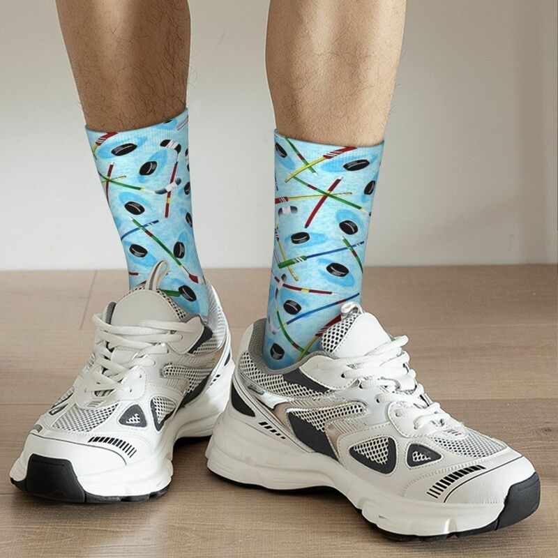 Fashion Hockey Tools On Rink Football Socks Polyester Middle Tube Socks for Women Men Breathable