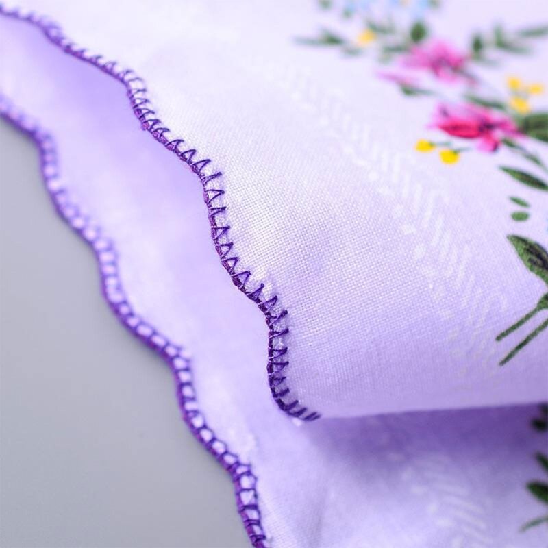 3 PCS Square Hankies Floral Print Cotton Handkerchiefs for Women Club Meeting Dropship