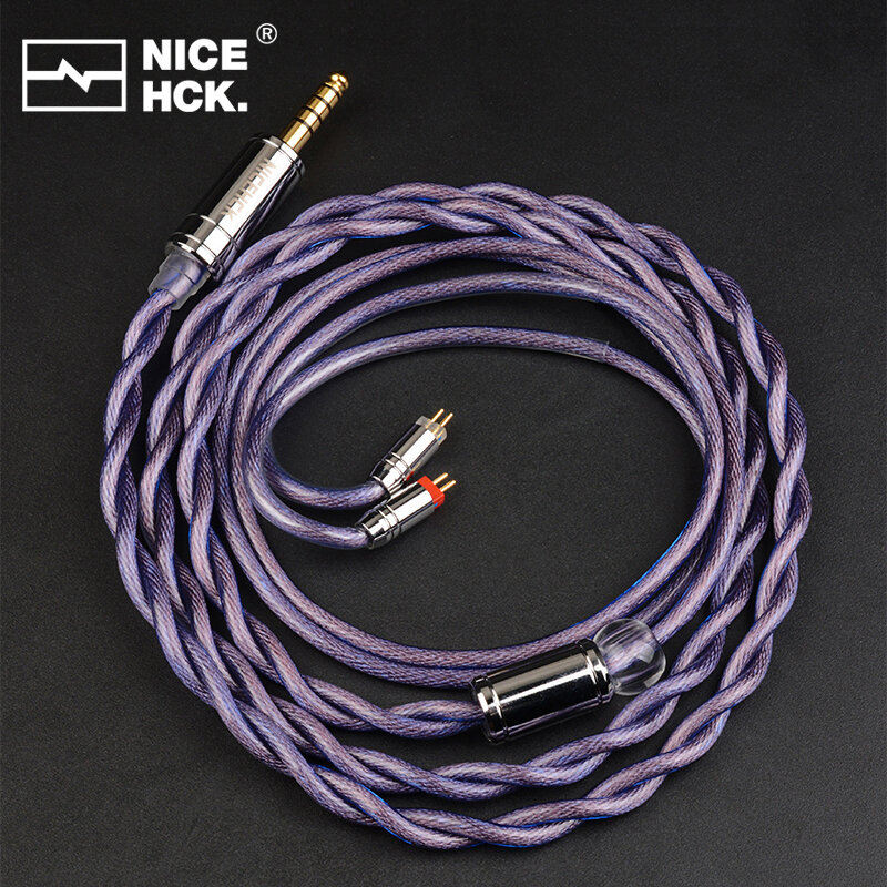 NiceHCK-Fone de ouvido banhado a prata, PurpleGem, 7N OCC +, Flagship, HiFi, Cabo IEM, MMCX, 2Pin, 4,4mm, Balanced Bravery, Inverno, KATO Yume 2