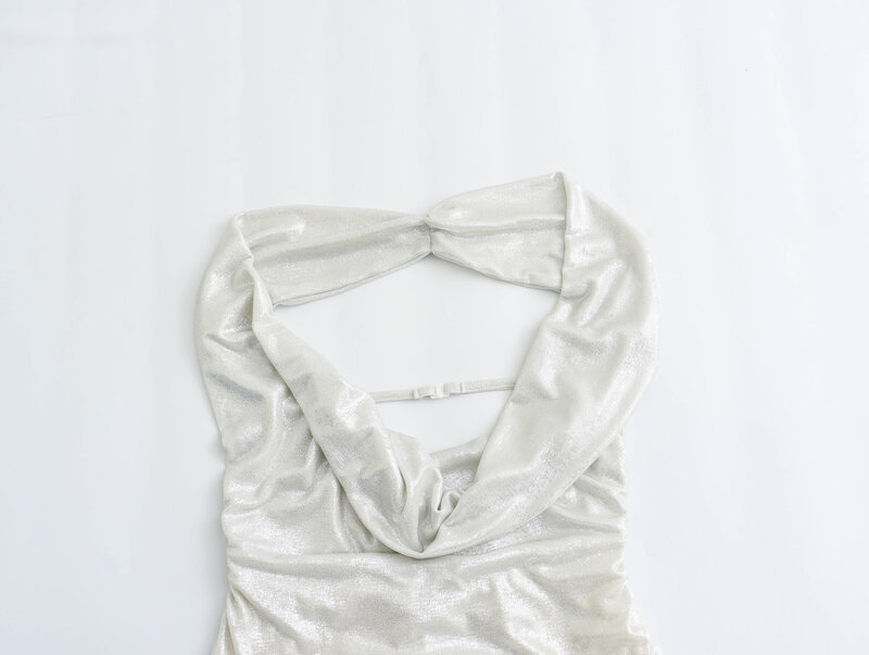 Женское ажурное платье миди на бретельках, винтажное платье без рукавов с воротником-стойкой, 2024