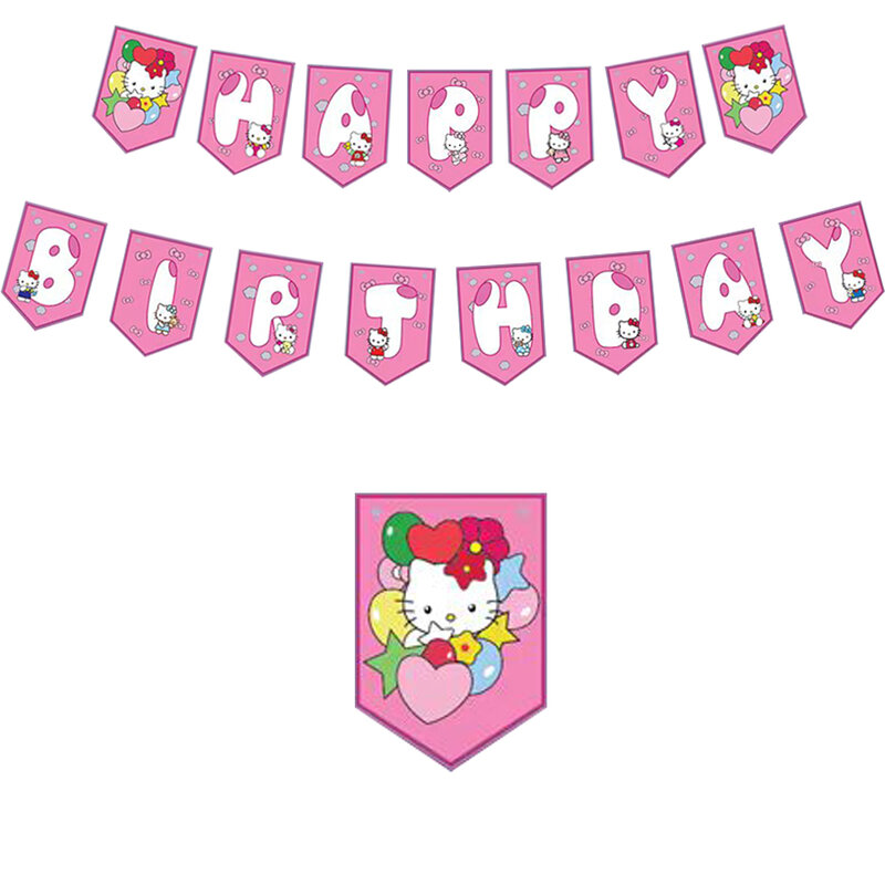 Juego de vajilla desechable para fiesta de cumpleaños de Hello Kitty, juego de platos de gato rosa para 10 platos de pepole, suministros para favores de Baby Shower para niñas