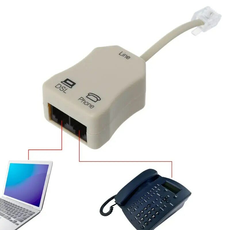 Modem ADSL portátil Telefone Fax In-line Splitter Filter 1pc