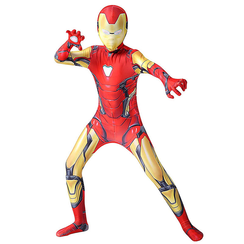 Marvel Iron Man kostum Cosplay anak, Bodysuit Jumpsuit The Avengers Superhero pesta karnaval Halloween, kostum Cosplay untuk anak-anak