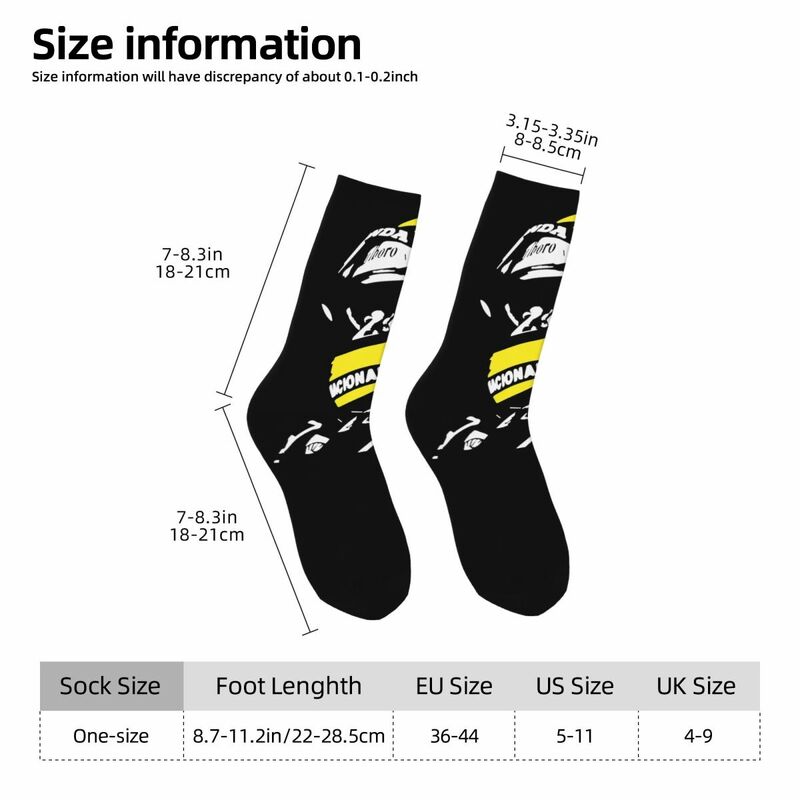 Colorful Ayrton Senna Racing Sports Socks Polyester Middle Tube Socks for Unisex Breathable