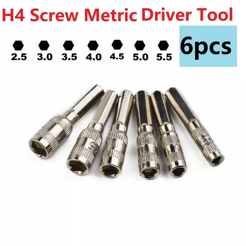 Hex Shank Mão Tool Set para Carpintaria, Chaves de soquete, Ferramentas Peças, H4 Nut Driver, 2.5mm, 3mm, 3.5mm, 4mm, 4.5mm, 5mm
