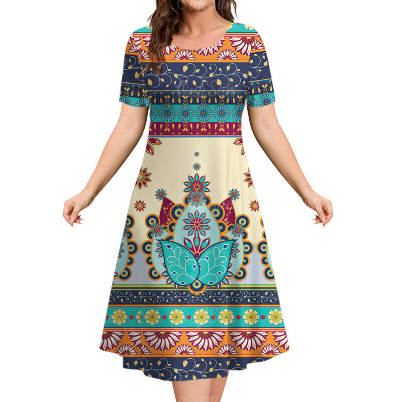 Women‘S Short Sleeve Dress Casual Classy A-Line Skirt Summer Oversized Woman Clothing Vacation Loose Dresses Bosnia Streetwear