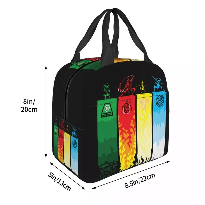 Cartoon Last Airbender Avatar Element Lunch Bag Cooler Warm Insulated Lunch Box for Women Work School Food Picnic Tote Bags