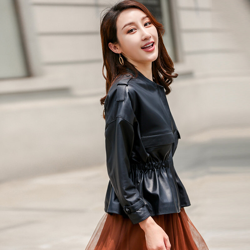 2023  Spring Autumn Women Genuine Leather Jacket Short Sheepskin Coat Female Korean Casual Chaqueta Mujer Z91761 KJ4314