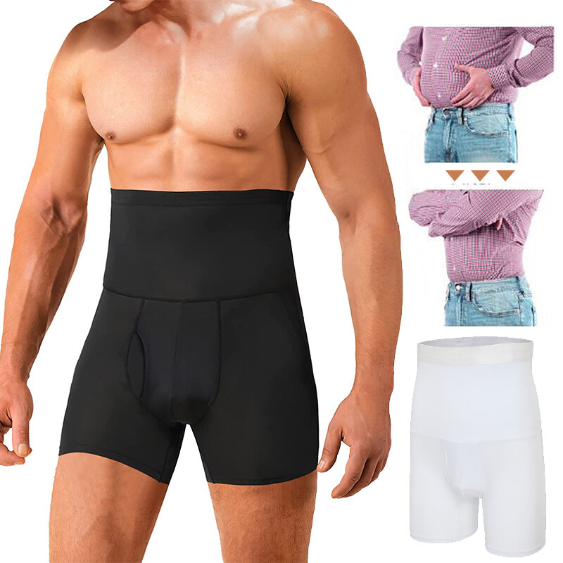 Men Tummy Control Shapewear Shorts High Waist Slimming Body Shaper Waist Trainer Girdle Compression Underwear Boxer Brief