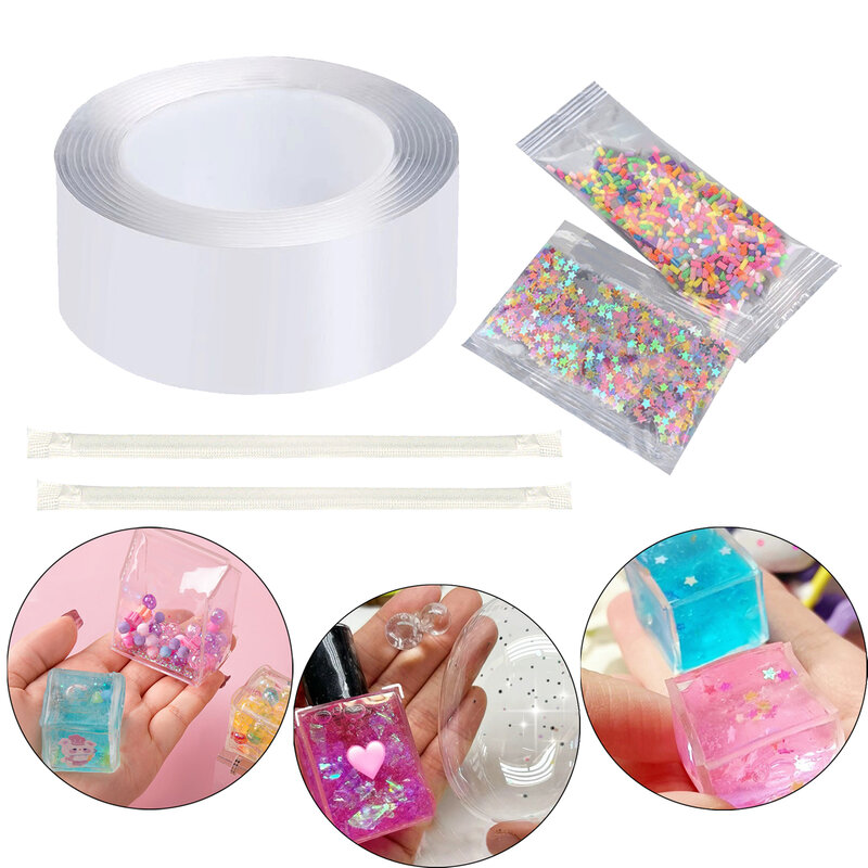 Nano cinta transparente de alta viscosidad, impermeable, juguete prensado a mano, Burbuja de soplado, Bola de agua hueca, adhesiva, 3cm x 2m/3cm x 1m
