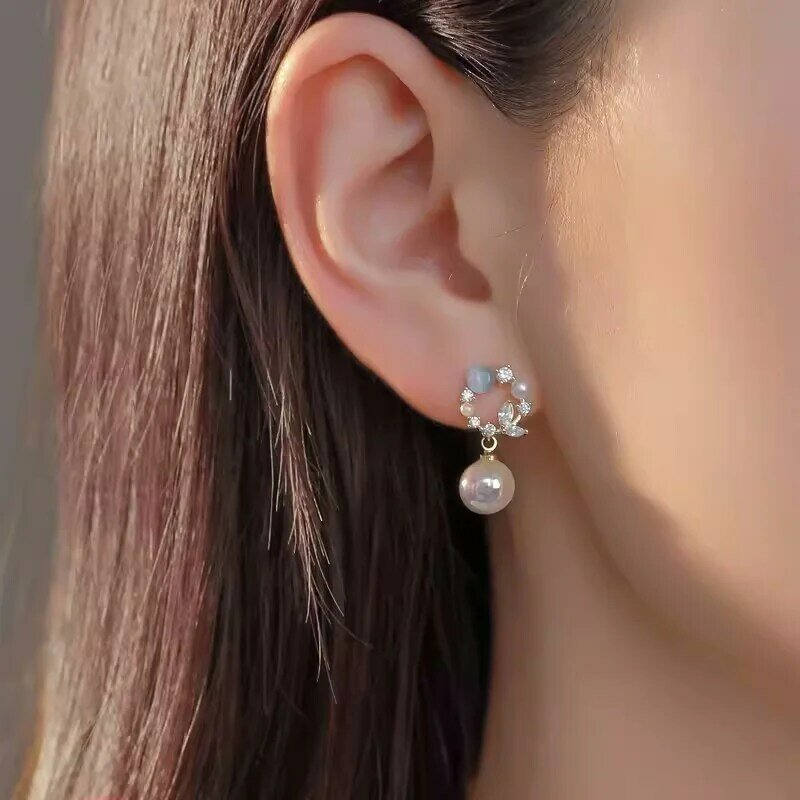 1~20PCS Korean Fashion Elegant Tulip Pearl Zircon Stud Earring Mermaid Tail Shape Earrings For Women Party Sweet Temperament