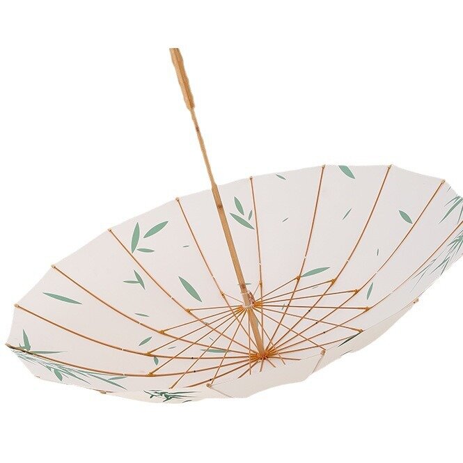 Guarda-chuva retrô estilo chinês Pólo de bambu reto Folha de bambu Estilo chinês