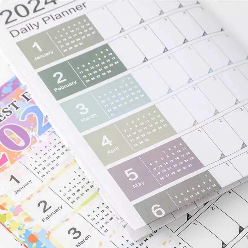 2024 Calendar Planner Sheet with 2 Sheets Stickers Wall Hanging Calendar Daily To Do List Yearly Planner Agenda Organizer Office