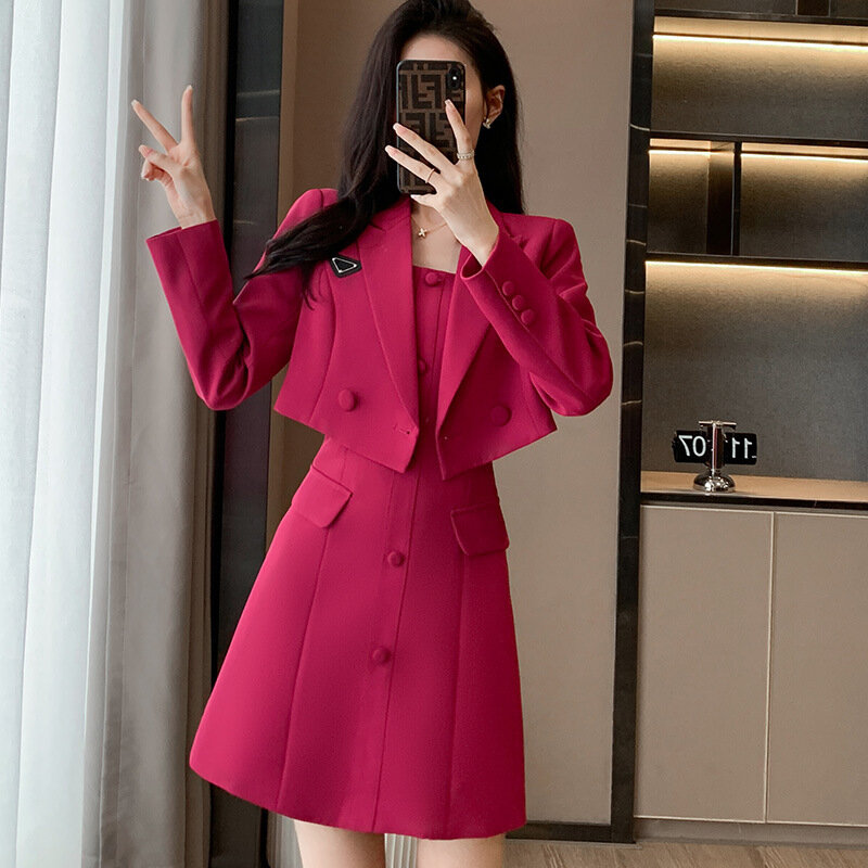 우아한 여성 비즈니스 정장 드레스 및 재킷 코트, 정장 전문 사무복 블레이저 OL 스타일 의류 세트