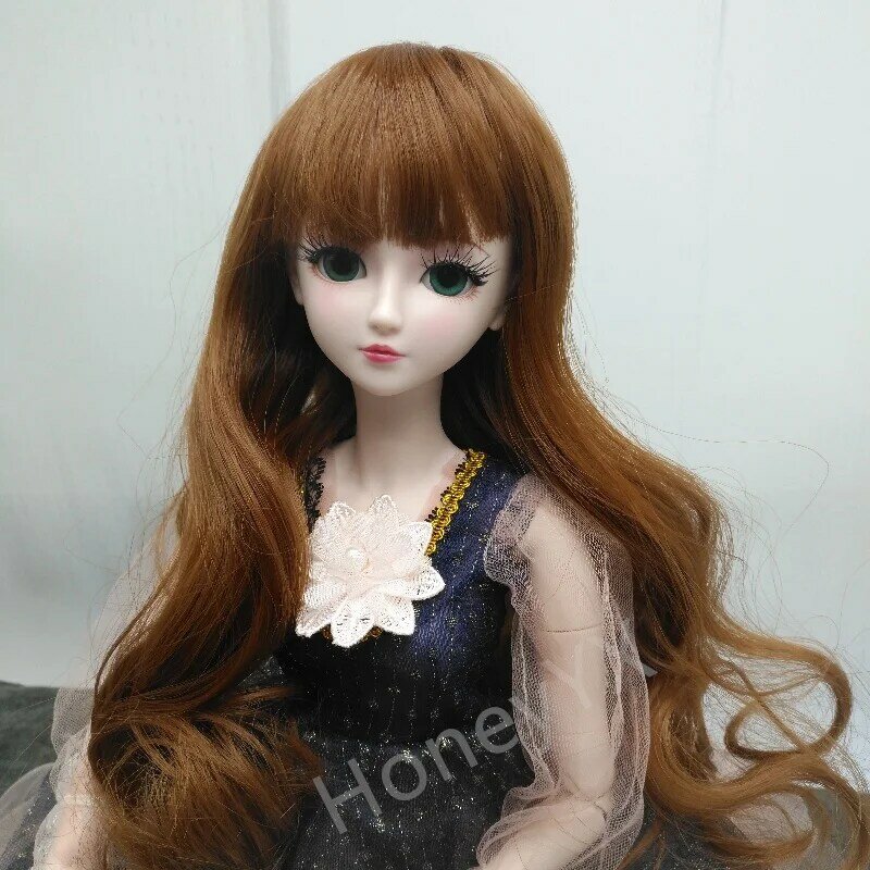 1/3 Wig boneka panjang keriting rambut boneka 8-9 inci untuk BJD SD rambut palsu aksesoris 21cm sampai 23cm ukuran kepala Wig sintetis
