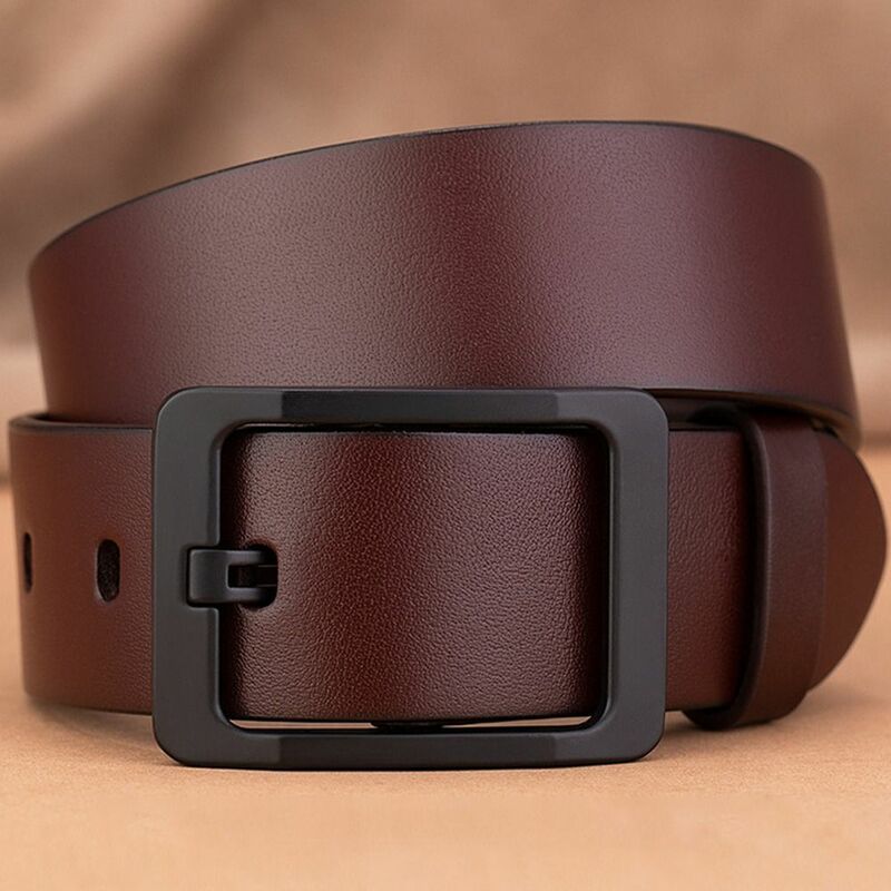 Cinturón de cuero Retro para hombre, cinturón negro con hebilla de Pin, informal, de negocios, marca de lujo, Correa Vintage