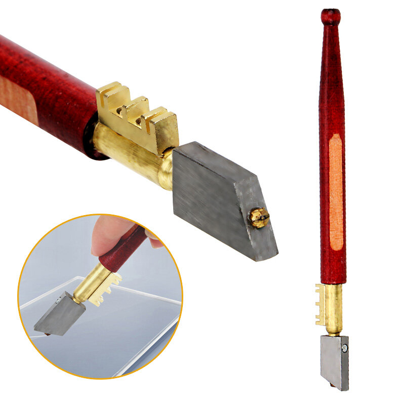 Cortador de vidro profissional com o punho de madeira do antiderrapante, lâmina afiada portátil, ferramentas do corte do diamante, 170mm, 2-12mm