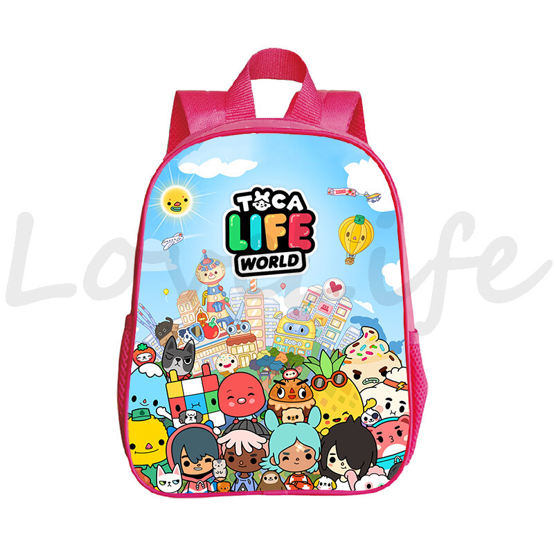 Toca Life World-Mochila Kawaii rosa para niños pequeños, bolso escolar con estampado 3D de Boca, para guardería
