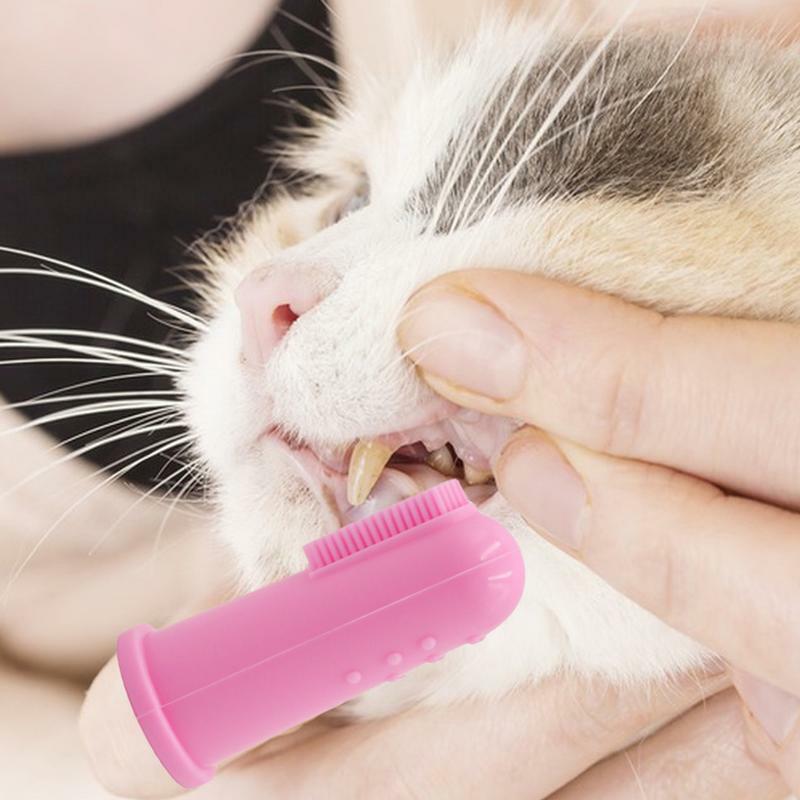 فرشاة أسنان إصبع من السيليكون للحيوانات الأليفة ، محمولة وقابلة لإعادة الاستخدام ، 4