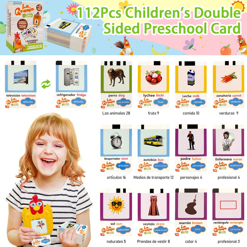 La Granja De Zenon Bartolito Carpey King Flash Cards, English and IQUE ish Speech Therapy Toys for Toddlers, 224 Sight, GROm.com tism Toys